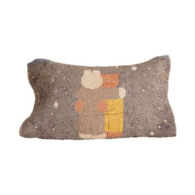 可爱熊抱小熊枕巾纯棉全棉防头油