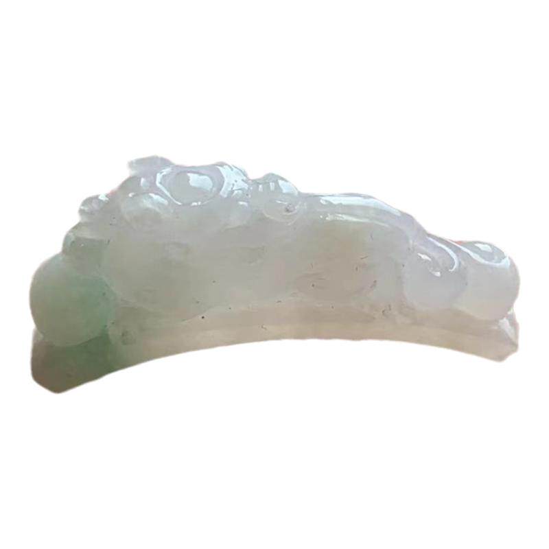 缅甸翡翠手牌A货白色雕花手牌