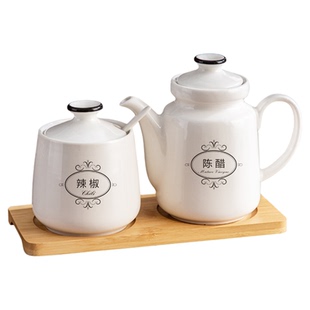 陶瓷醋壶辣椒罐套装油壶拉面馆饭店商用油瓶辣椒油罐酱油壶酱料瓶