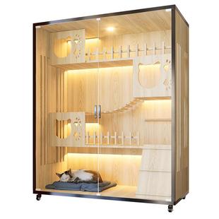 猫别墅猫屋家用实木室内猫柜猫舍超大自由空间猫咪爬架一体猫笼子