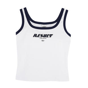 A21女装针织修身方领背心夏季新款美背外穿薄款撞色简约短款吊带