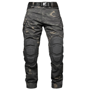 异种兵摩托机车骑行护膝迷彩战术工装裤修身男军迷户外服饰秋冬厚