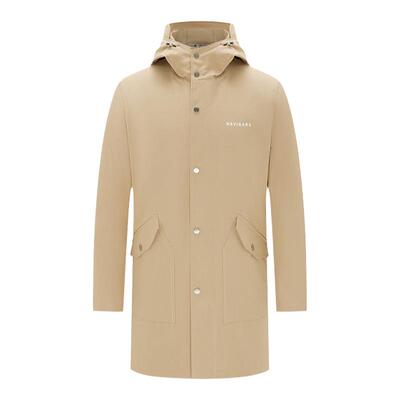 Navigare意大利小帆船卡其色中长款风衣冲锋夹克男春季连帽外套