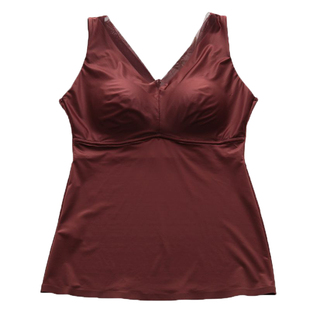 香月明美春夏薄背心吊带女带胸垫一体式打底内衣蚕丝乳胶杯66203