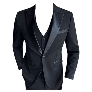 新郎塔士多西服男套装修身伴郎结婚正装礼服商务休闲戗驳领小西装