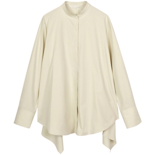 LESS设计感立领长袖衬衫女宽松通勤纯色简约全棉上衣女2O7210710