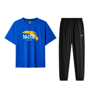 安踏男童夏装套装夏季2026新款儿童透气速干衣运动短袖t恤两件套