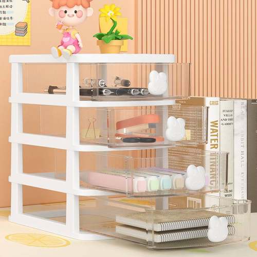 文具手帐学生桌面收纳盒笔筒发饰抽屉式整理儿童置物架手账书桌上