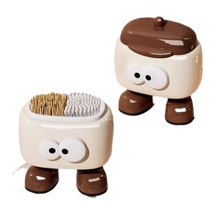 创意网红牙签筒棉签2026新款牙线的收纳罐家用可爱卡通高颜值个性