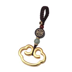 沙金黄铜如意汽车钥匙挂件祥云男女钥匙链高级感新年平安手工简约