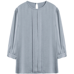 璐丝百丽时尚百搭女士七分袖雪纺衬衫高人气衬衣职场面试修身上衣