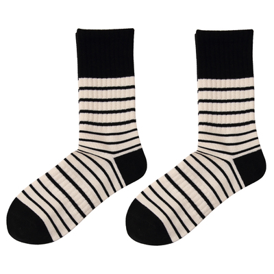 不会丢的袜子棉条纹堆堆袜长筒袜
