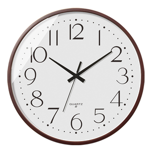 创意简约客厅挂钟日式精工家用实木时钟静音时尚自动对时电波钟表