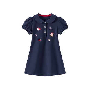 【液氨】TeenieWeenie Kids小熊童装26夏款女宝A版刺绣POLO连衣裙