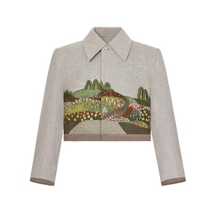 春谷 重工刺绣宽松复古落肩时髦外套短夹克 山谷少年原创设计