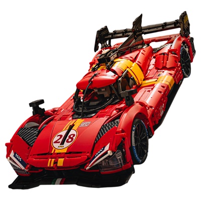 异启499P勒芒赛车积木模型礼物