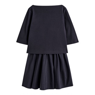 CS女装 休闲版型船领迷你连衣裙藏青色2026春季新品1326383004