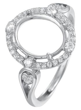 女士S925纯银豪华款满钻翡翠戒托