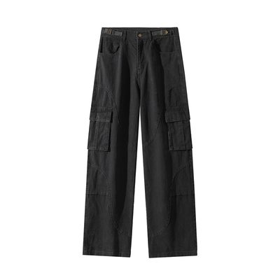 复古纯棉水洗工装裤子男款直筒裤