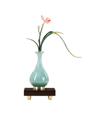 南初先生兰花栖云瓶铜摆件工艺品