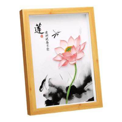赛卓衍纸画成品清正廉洁莲花荷叶廉政主题中国风古风手工活动diy材料包A4作品成品折纸学生美术盘纸衍纸礼品