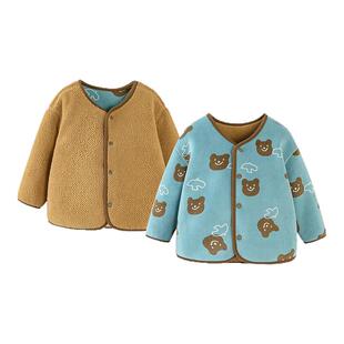 迷你巴拉巴拉男童女童毛绒外套冬季新款宝宝加厚舒适双面保暖夹克