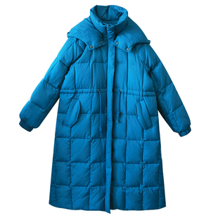 【蔚蓝冬境】克莱因蓝加厚羽绒服女2025年冬季可拆卸帽轻薄面包服