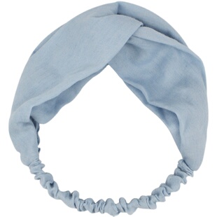 韩国浅蓝色牛仔布文艺复古纯色交叉夏季发带女绑发饰松紧发饰发箍