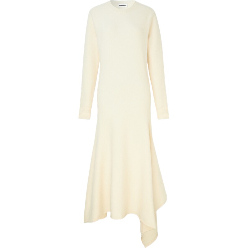 【618返场】Jil Sander 秋冬女解构长袖羊毛中长长袖连衣裙