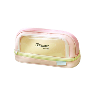 马卡龙色防污耐脏笔袋小学生女生文具盒大容量高颜值ins风简约双层铅笔盒2026超火初中生女孩笔盒新款防水