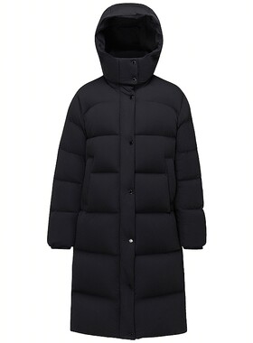 波司登奥莱女过膝连帽厚羽绒服