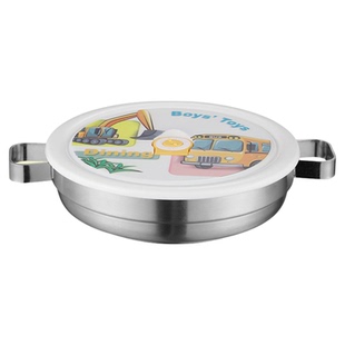 316不锈钢儿童餐盘分格带把手婴幼儿园宝宝饭盘双层隔热防烫餐具