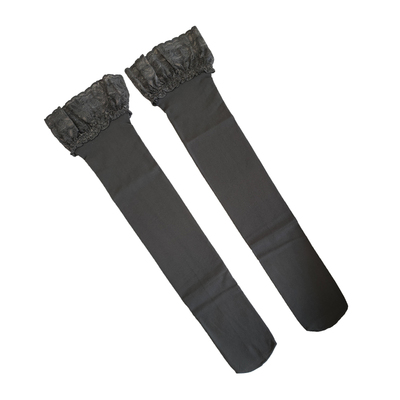 XL波兰100D厚纯色蕾丝保暖长筒袜