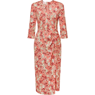 EP YAYING雅莹女装 真丝V领收腰印花连衣裙 商场同款 4651A