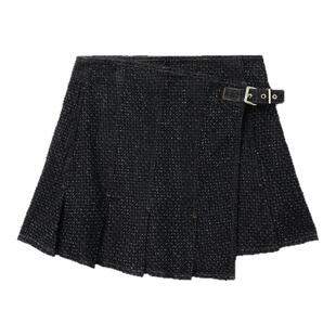 IT GANNI女装围裹式牛仔半身裙新款甜酷青春叠层百褶裙短裙1618XX