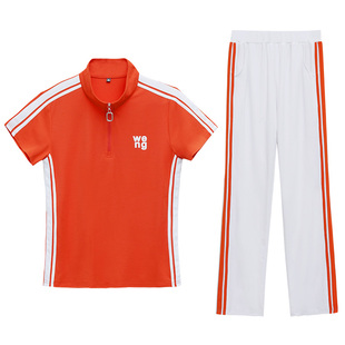 名牌运动服套装女夏2024时尚修身休闲两件套春秋杨丽萍广场舞服装