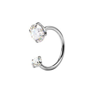 莫桑钻耳钉植入级F136钛合金睡觉不用摘双头钻石马蹄环耳蜗耳骨钉