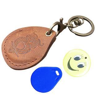 原创头层牛皮门禁卡套ID感应卡IC考勤卡皮套情侣创意电梯小挂件