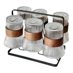 中式竖条纹玻璃杯防烫隔热家用客厅待客茶杯套装咖啡果汁喝水杯子