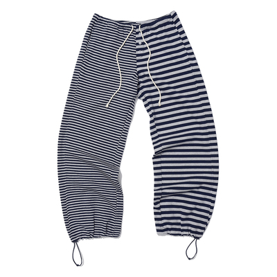 条纹拼色小众设计高弹运动卫裤