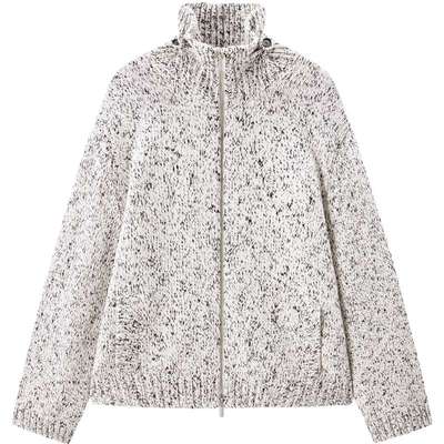 【商场同款】太平鸟 兔绒羊毛混纺双拉链花纱针织开衫A1EDF4441