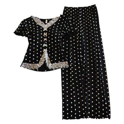 莫代尔睡衣女夏季带胸垫家居服