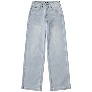 【张凌赫代言】Lee428懒懒裤舒适高腰直脚浅蓝女牛仔裤潮流A08910