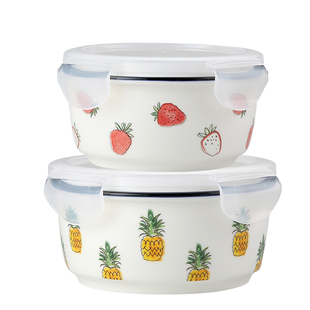 微波炉专用的碗饭盒陶瓷碗带盖上班族保鲜碗蒸蛋碗汤碗带盖密封