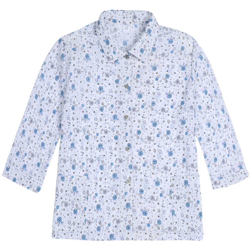 夏装妈妈装的确良衬衣老人衣服60岁70奶奶装春装衬衫中老年人女装