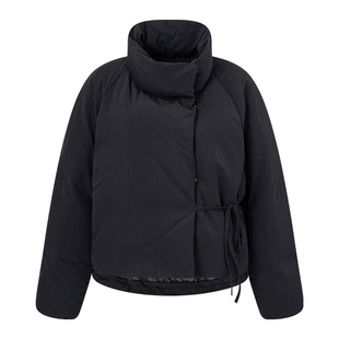 RAIVE2026春季流行女鸭绒面包服立领不对称系带设计黑色短羽绒服