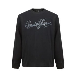 Remedy 美式水迹字体印花长袖T恤男女秋季新款情侣休闲打底衫上衣