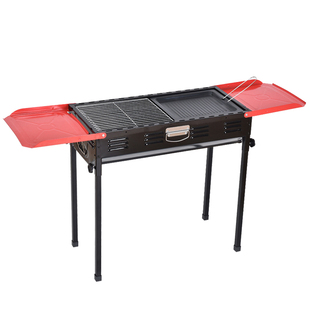 原始人户外烧烤架红边野营木炭烤肉可调高度庭院野外无烟家用烤炉