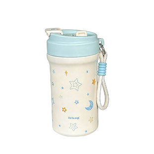 恒度蓝色星星保温杯新款女生高颜值咖啡杯大容量吸管杯不锈钢水杯