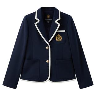 eland kids衣恋童装女童西装2025年秋新品休闲学院风V领西服外套